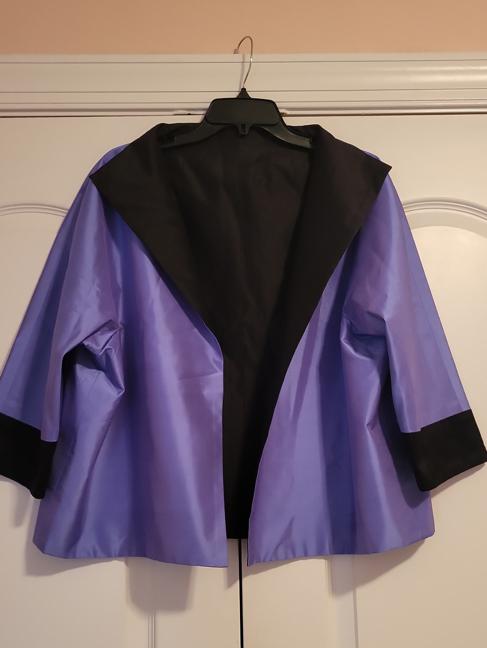 Reversable Purple & Black Satin Open Jacket - Picture 2 of 5